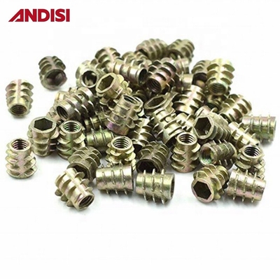 Sala de estar Ligação de liga hexadecimal de zinco Mini Fix Cam Lock Nuts Mobiliário de madeira roscado Insert Nut M6 M8