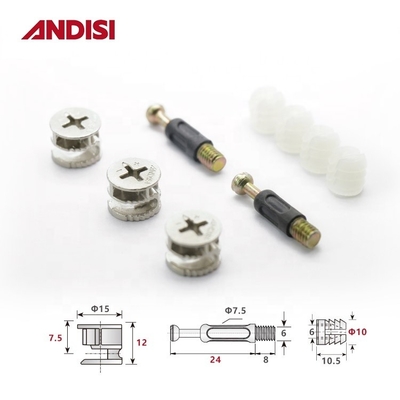 Combinação Dowel Mobiliário Conector Cam parafuso Plástico Transparente Expansão roscado Manga Amarração M6 Nylon Insert Lock Amarração