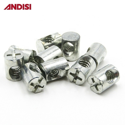 Mobiliário M6 M8 Cross Head Phillips Drive Embedded Barrel Nut com acabamento revestido com zinco