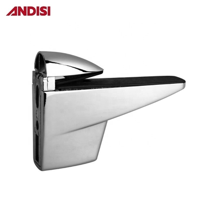 Bracket de pinça de prateleira de vidro de liga de zinco cromo com clip do suporte de vidro em forma de F ajustável