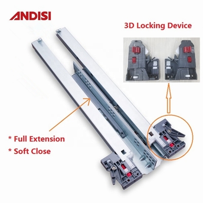Clipe de plástico 3D de extensão total Subo fechado Slide de gaveta submontada para armário de cozinha
