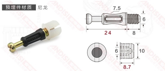 Home Office Cabinet Connector 3 em 1 Mini Fix Screw Cam Lock com Amêndoa de liga de zinco