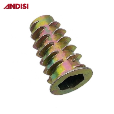 Y Embalagem por correio Ligação de zinco fundição a moagem M6 M8 M10 Madeira Hex Flange Mobiliário Insert Nut
