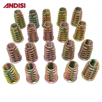 Y Embalagem por correio Ligação de zinco fundição a moagem M6 M8 M10 Madeira Hex Flange Mobiliário Insert Nut
