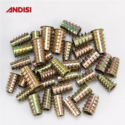 Y Embalagem por correio Ligação de zinco fundição a moagem M6 M8 M10 Madeira Hex Flange Mobiliário Insert Nut