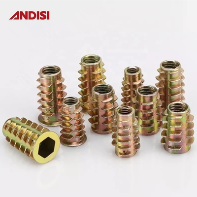 Y Embalagem por correio Ligação de zinco fundição a moagem M6 M8 M10 Madeira Hex Flange Mobiliário Insert Nut