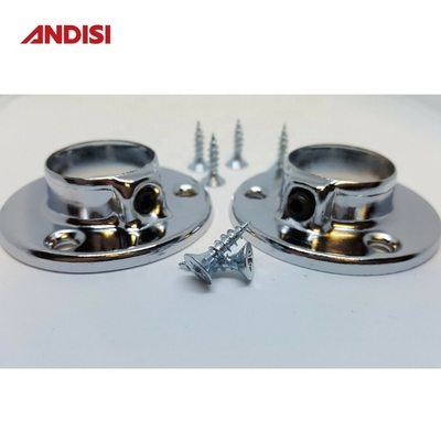 Armário revestido com liga de zinco cromado Tubos redondos suporte de suporte de suporte de suporte Flange de 25 mm de diâmetro