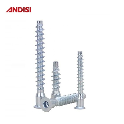 Mobiliário de aço de ligação Pozi Flat Head Confirmat Screw com cabeça de tomada hexagonal e buraco revestido de zinco
