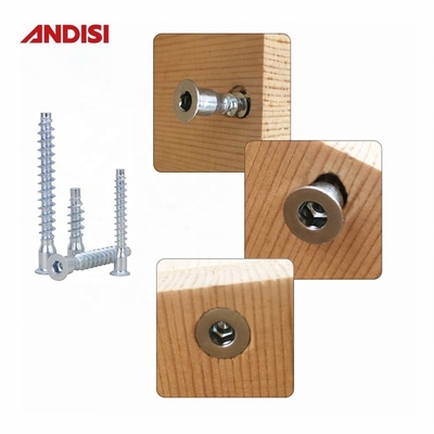 Mobiliário de aço de ligação Pozi Flat Head Confirmat Screw com cabeça de tomada hexagonal e buraco revestido de zinco