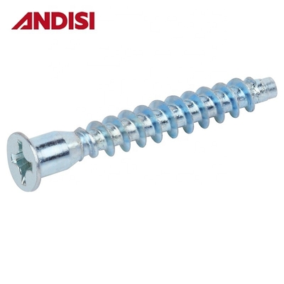 Mobiliário de aço de ligação Pozi Flat Head Confirmat Screw com cabeça de tomada hexagonal e buraco revestido de zinco