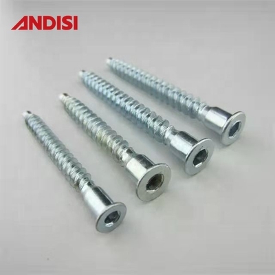 Mobiliário de aço de ligação Pozi Flat Head Confirmat Screw com cabeça de tomada hexagonal e buraco revestido de zinco