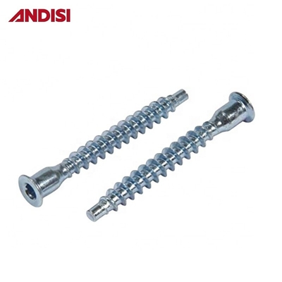 Mobiliário de aço de ligação Pozi Flat Head Confirmat Screw com cabeça de tomada hexagonal e buraco revestido de zinco