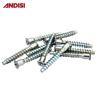 Mobiliário de aço de ligação Pozi Flat Head Confirmat Screw com cabeça de tomada hexagonal e buraco revestido de zinco