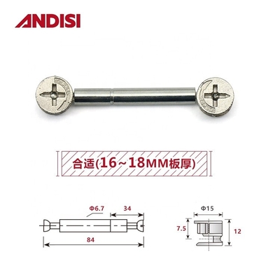 Mini Fix Cam Double End Bolt Threaded Screw Design moderno para outros móveis