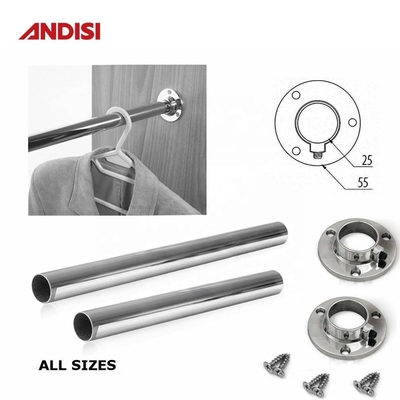 Flanges de suporte de barras de armário de liga de zinco para acessórios de guarda-roupa