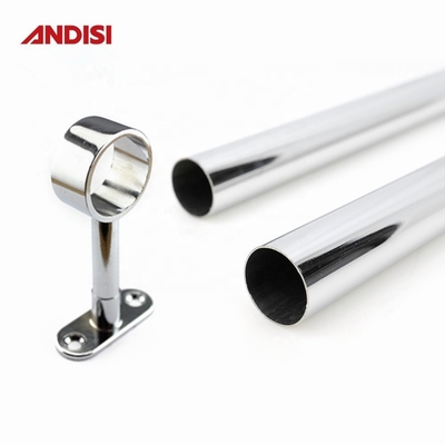Suporte de barra de armário de liga de zinco ajustável para tubo pendurado de guarda-roupa redondo de 25 mm