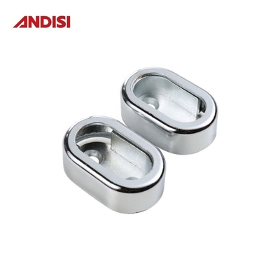 Suporte de tubo de guarda de forma oval de liga de zinco para suporte de barra de armário em acabamento de cromo