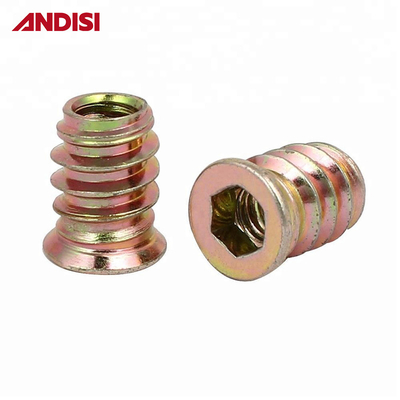Embalagem de correio Y Hex Drive Fixação inserção roscada Mobiliário de madeira parafuso inserção de porca
